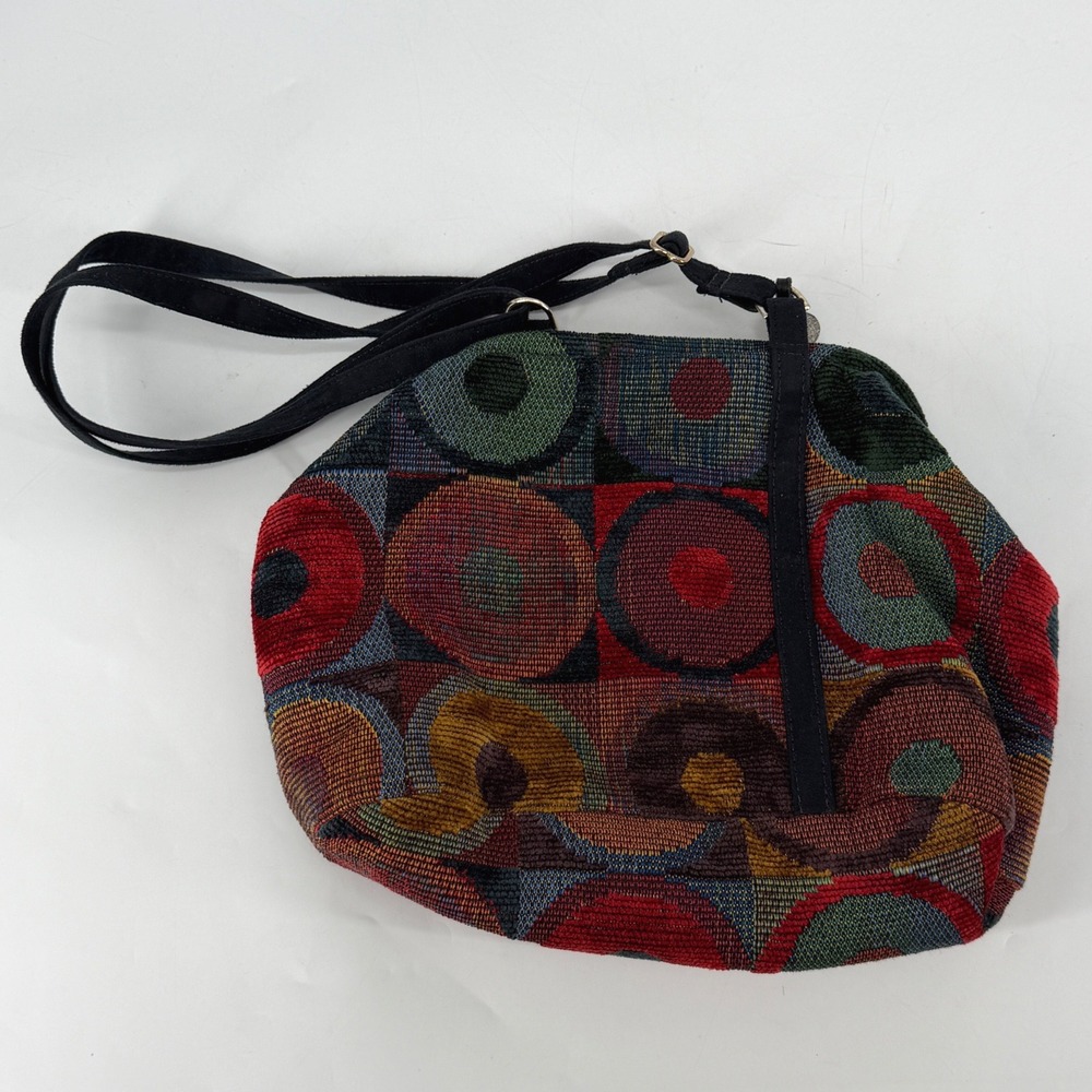 Erda Camden Maine Tapestry Shoulder Bag Chenille Floral Boho Art to Wear Artsy